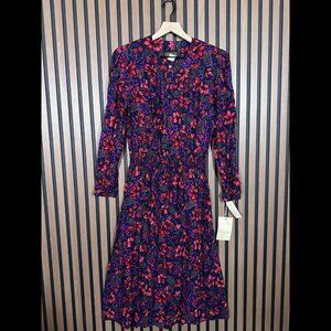 New Vintage Virgo 2 Dress 10 / M Women Multicolor Henley Floral Long Sleeve Maxi
